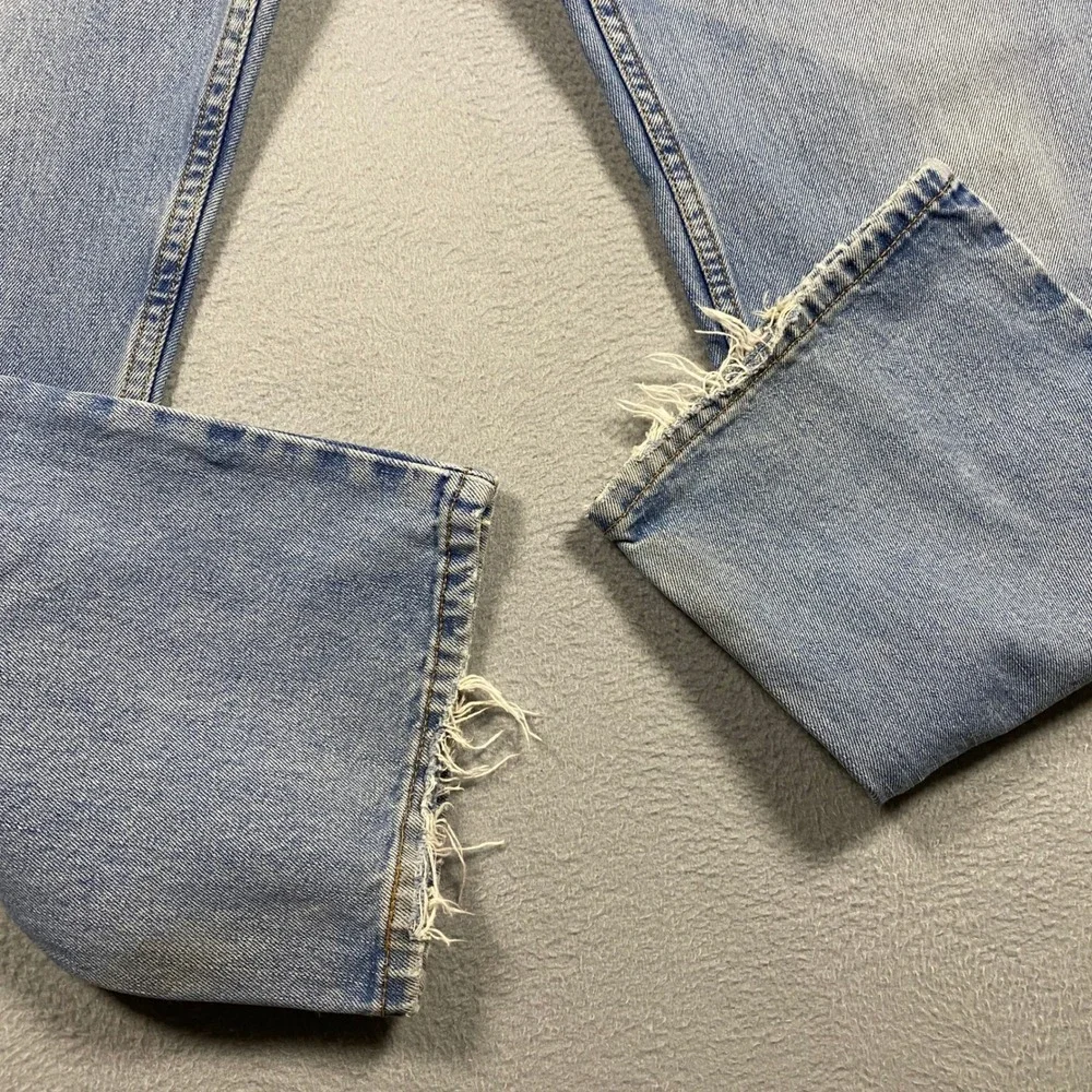 Y2K Levi's 505 Regular Fit Jeans Mens 36x30 Light Wash Blue Distressed Denim